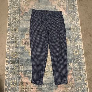 Madewell Navy and White Print Dress Pants with Pockets. Elastic Waist. cuffed